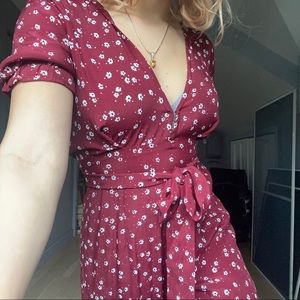 Maroon Floral Jumpsuit/Romper